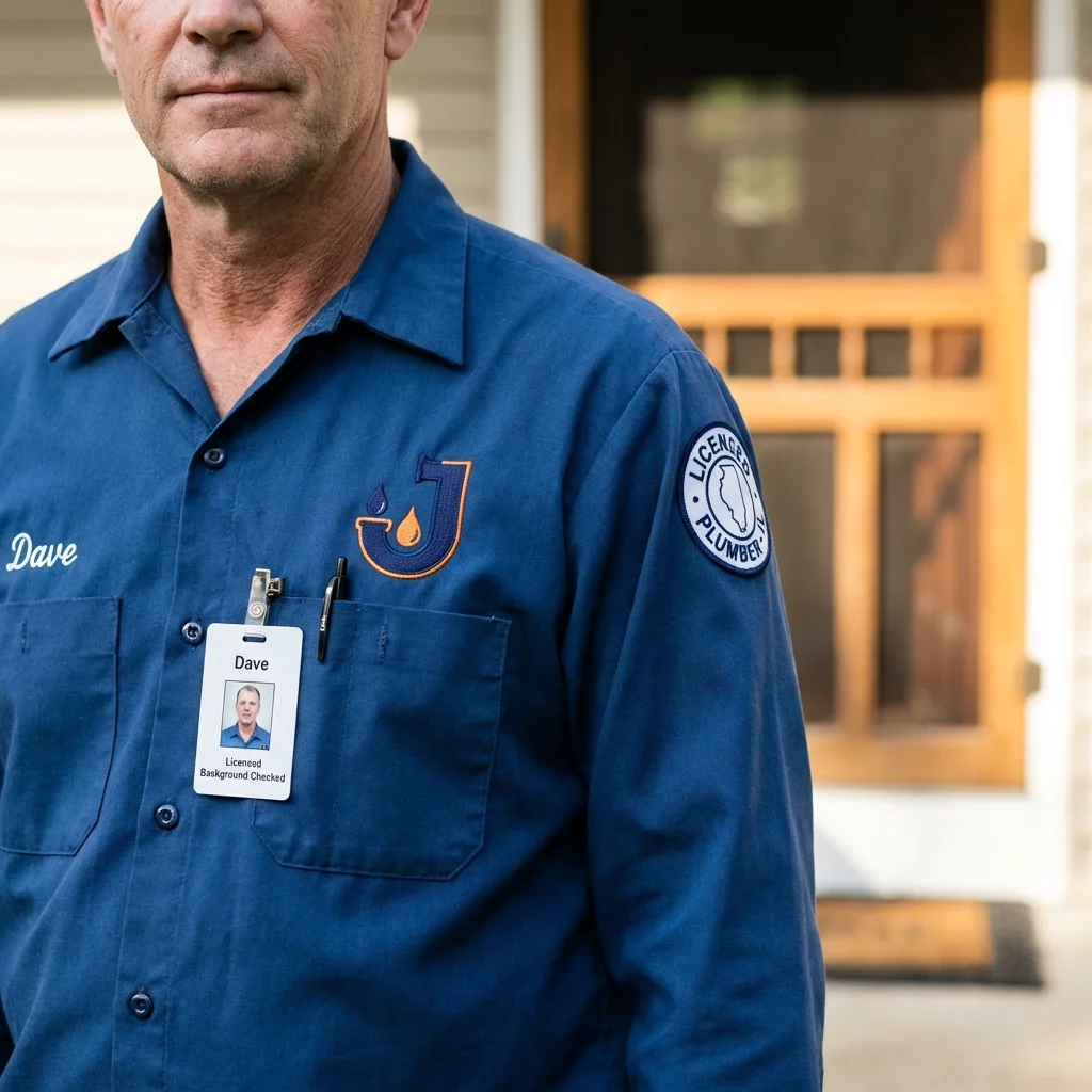 Licensed plumber showing ID badge in Rogersville, TN