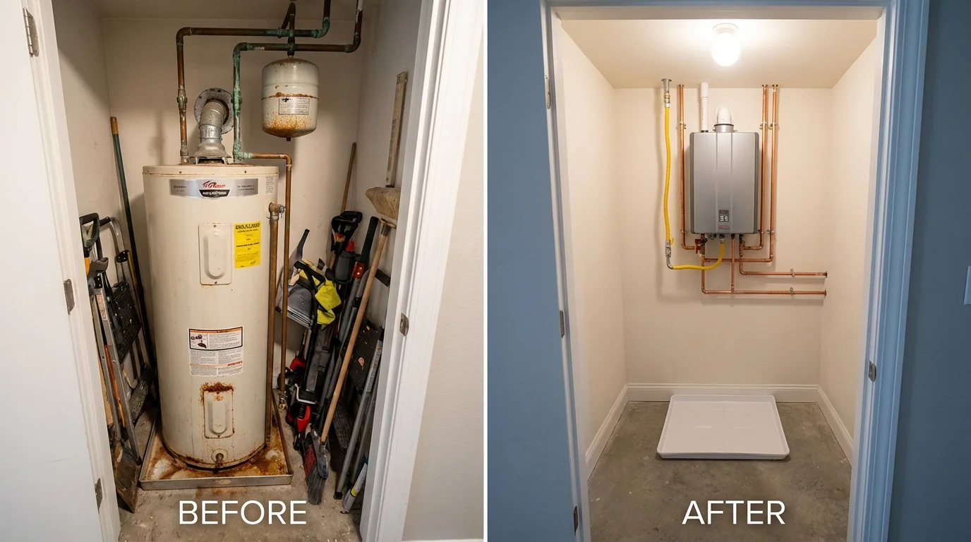 Tank water heater versus wall-mounted tankless unit comparison for Rogersville, TN homeowners