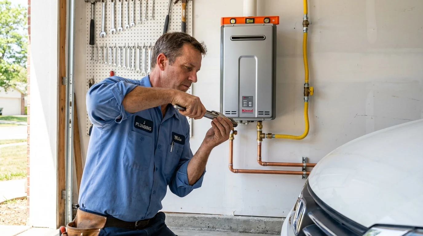 Tankless water heater installation by a Johns Plumbing LLC plumber in Rogersville
